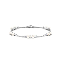 7.4 Carat Certified Freshwater Pearl Station Bracelet with Moissanite