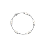 7.4 Carat Certified Freshwater Pearl Station Bracelet with Moissanite