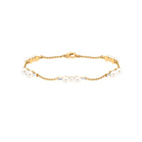 7.4 Carat Certified Freshwater Pearl Station Bracelet with Moissanite