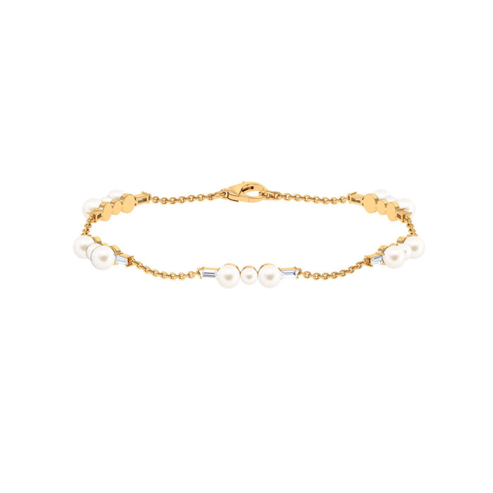 7.4 Carat Certified Freshwater Pearl Station Bracelet with Moissanite