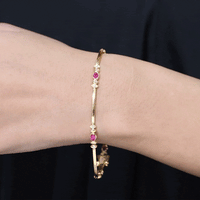 Oval Lab Grown Ruby Link Bracelet with Diamond