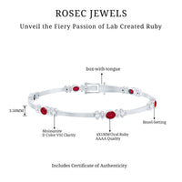 Oval Lab Grown Ruby Link Bracelet with Diamond