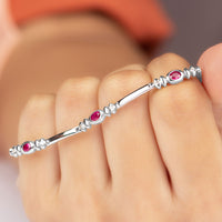 Oval Lab Grown Ruby Link Bracelet with Diamond