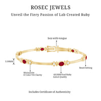 Oval Lab Grown Ruby Link Bracelet with Diamond