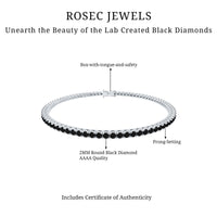 Certified Round Cut Lab Grown Black Diamond Tennis Bracelet