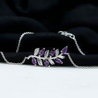 Natural Amethyst Leaf Bracelet with Certificate