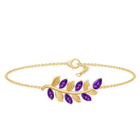 Natural Amethyst Leaf Bracelet with Certificate