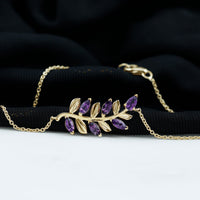 Natural Amethyst Leaf Bracelet with Certificate