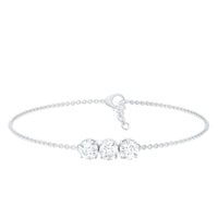 1.5 Carat Three Stone Moissanite Chain Bracelet
