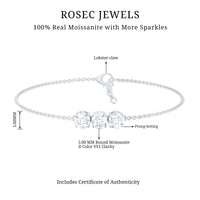 1.5 Carat Three Stone Moissanite Chain Bracelet