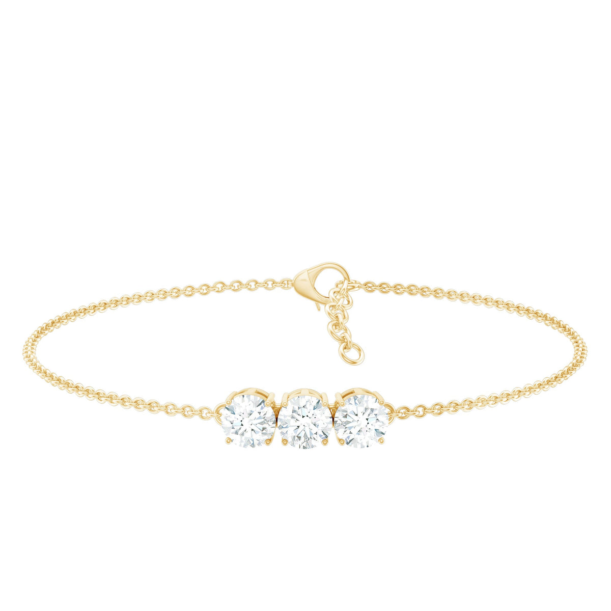 1.5 Carat Three Stone Moissanite Chain Bracelet