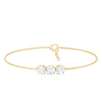1.5 Carat Three Stone Moissanite Chain Bracelet