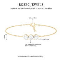 1.5 Carat Three Stone Moissanite Chain Bracelet