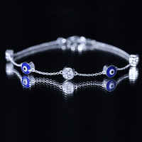 1.5 Carat Certified Moissanite and Evil Eye Station Chain Bracelet