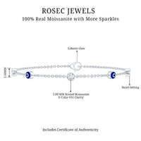 1.5 Carat Certified Moissanite and Evil Eye Station Chain Bracelet