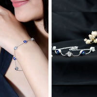 1.5 Carat Certified Moissanite and Evil Eye Station Chain Bracelet