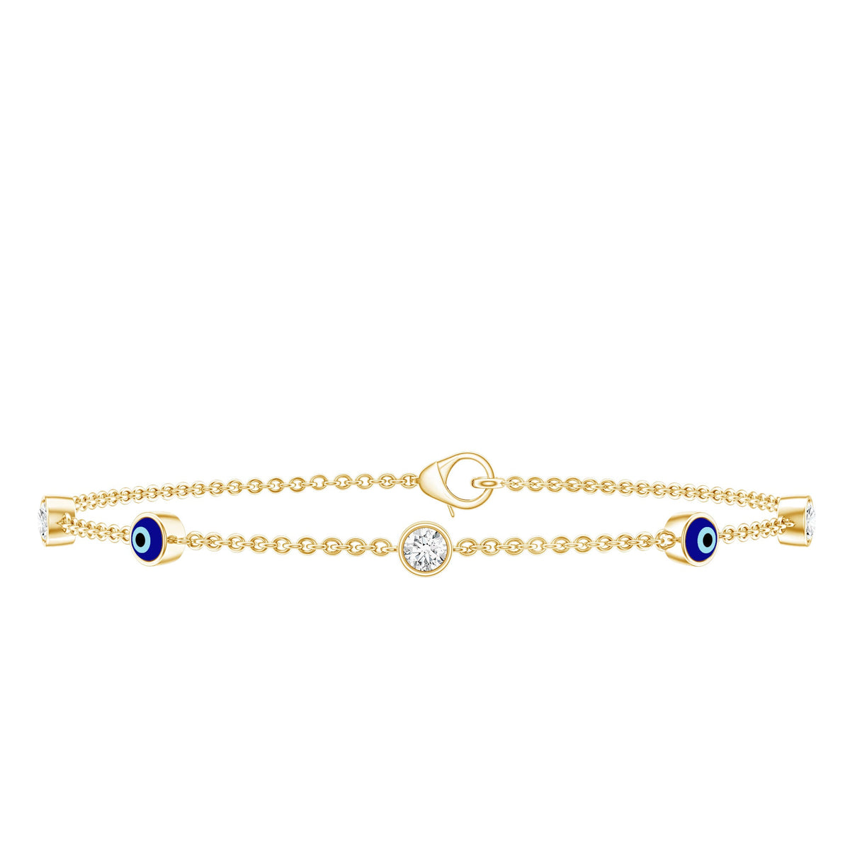 1.5 Carat Certified Moissanite and Evil Eye Station Chain Bracelet
