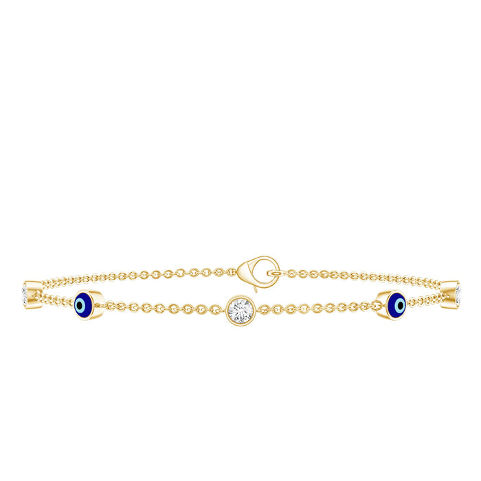 1.5 Carat Certified Moissanite and Evil Eye Station Chain Bracelet