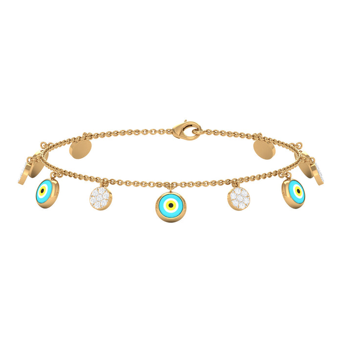 Certified Diamond Evil Eye Chain Bracelet