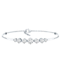 2 Carat Round Moissanite Link Chain Bracelet for Women