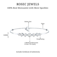 2 Carat Round Moissanite Link Chain Bracelet for Women