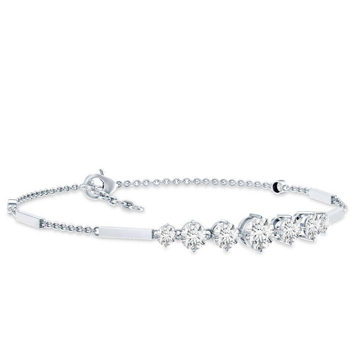 2 Carat Round Moissanite Link Chain Bracelet for Women