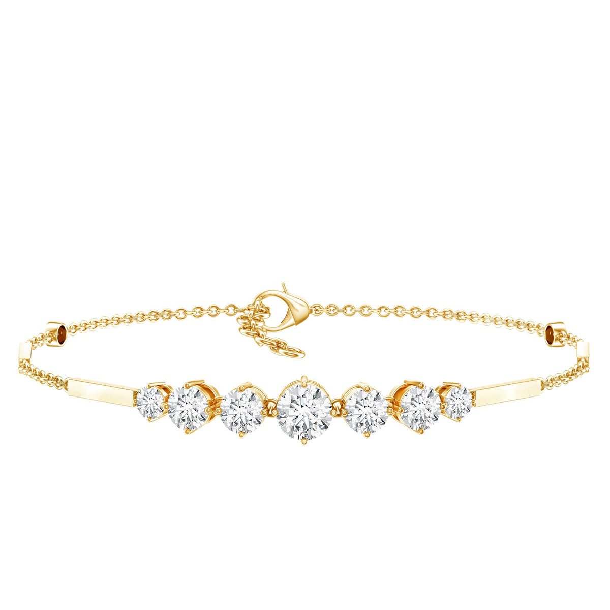 2 Carat Round Moissanite Link Chain Bracelet for Women
