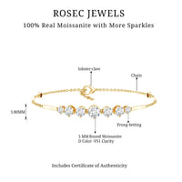 2 Carat Round Moissanite Link Chain Bracelet for Women