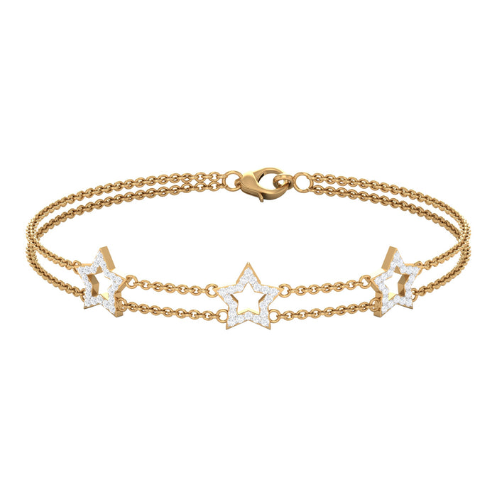 Certified Diamond Star Double Chain Bracelet