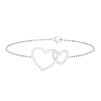 Natural Diamond Two Heart Bracelet for Women