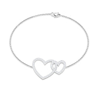 Natural Diamond Two Heart Bracelet for Women