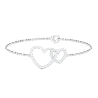 Natural Diamond Two Heart Bracelet for Women