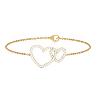 Natural Diamond Two Heart Bracelet for Women