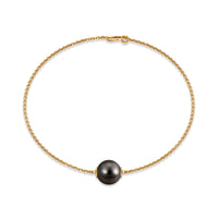 7.5 Carat Solitaire Tahitian Black Pearl Bracelet with Lobster Clasp