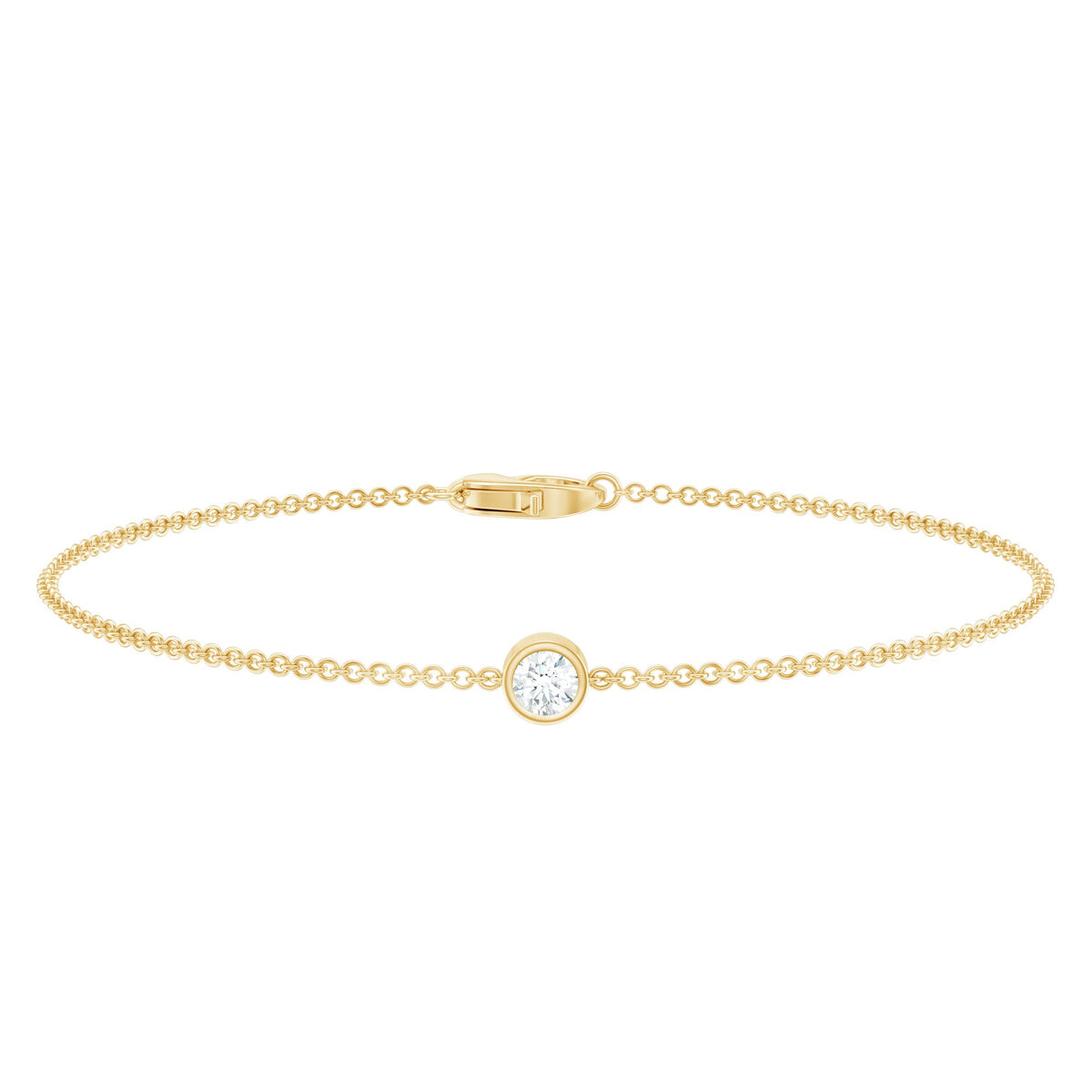 Rosec Jewels certified diamond chain bracelet with bezel setting, showcasing sparkling diamonds on a sleek jewelry piece.