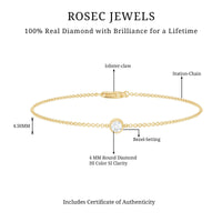 Rosec Jewels certified diamond chain bracelet in bezel setting, featuring sparkling diamonds on a delicate jewelry piece