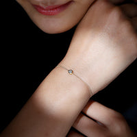 Rosec Jewels certified diamond chain bracelet in bezel setting, showcasing sparkling diamonds on a sleek silver bracelet.
