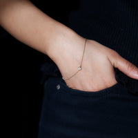Rosec Jewels certified diamond chain bracelet with bezel setting, featuring sparkling diamonds on a delicate jewelry piece.