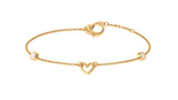 Bezel Set Diamond Heart Chain Bracelet