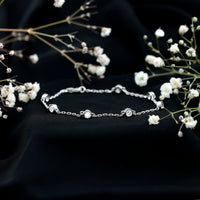 Cubic Zirconia Station Bracelet in Sterling Silver