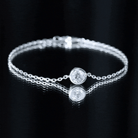 Bezel Set 1.3 Carat CZ Diamond Solitaire Chain Bracelet