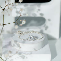 Bezel Set 1.3 Carat CZ Diamond Solitaire Chain Bracelet