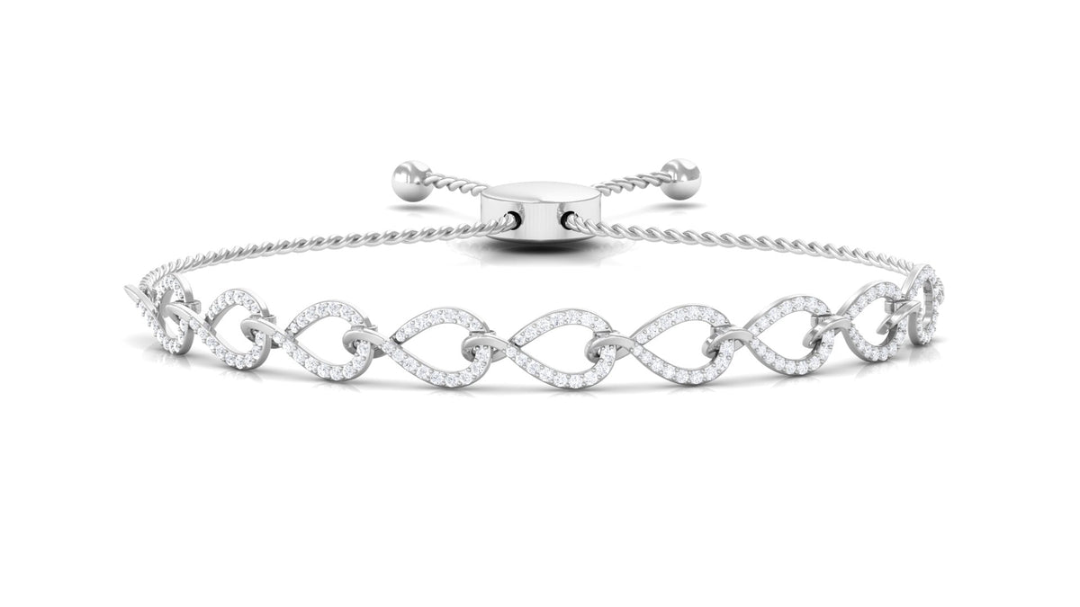 Cubic Zirconia Infinity Bolo Bracelet for Women by Rosec Jewels featuring sparkling zirconia stones and adjustable design