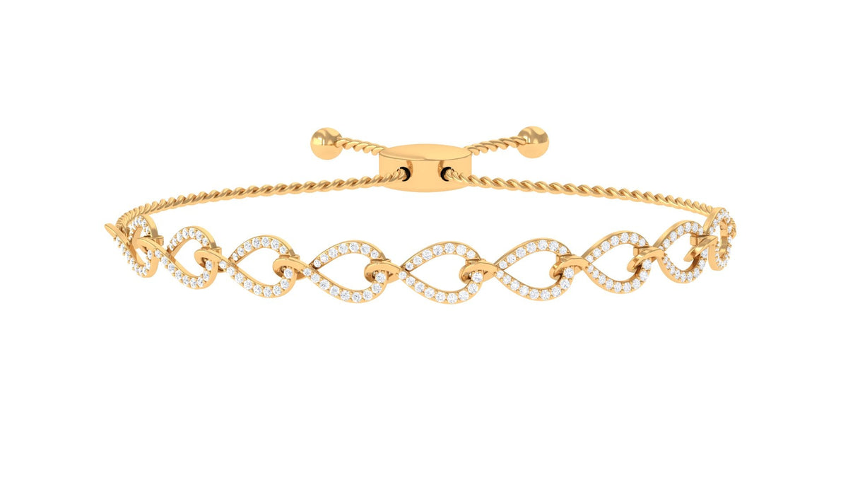 Cubic zirconia infinity bolo bracelet for women by Rosec Jewels, featuring a sparkling infinity design with adjustable sliding closure.