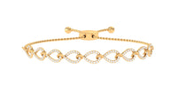 Cubic zirconia infinity bolo bracelet for women by Rosec Jewels, featuring a sparkling infinity design with adjustable sliding closure.