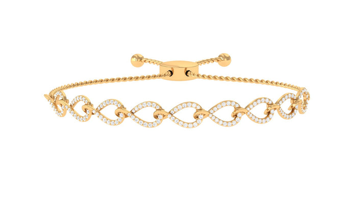 Cubic zirconia infinity bolo bracelet for women by Rosec Jewels, featuring a sparkling infinity design with adjustable sliding closure.