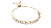 Rosec Jewels cubic zirconia infinity bolo bracelet for women with sparkling cubic zirconia stones and adjustable bolo design.