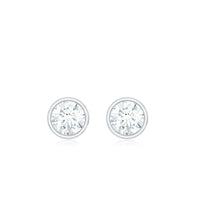 Dainty Moissanite Solitaire Stud Earrings in Bezel Setting