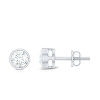 Dainty Moissanite Solitaire Stud Earrings in Bezel Setting