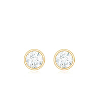 Dainty Moissanite Solitaire Stud Earrings in Bezel Setting